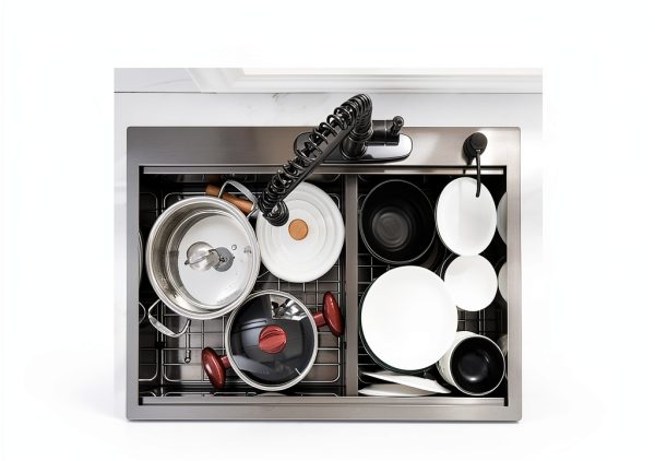 SOMRXO Gunmetal Black Double Bowl Kitchen Sink Stainless-8