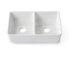 Miuara Fireclay Farmhouse Sink Double Bowl Glossy White-3