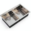 Comllen Brushed Nickel Double Bowl Undermount Kitchen Sink-5