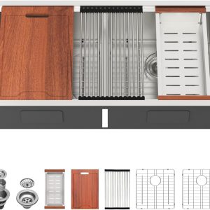 Lordear 36 Inch Undermount Kitchen Sink Stainless Steel-0