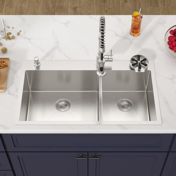 Donsdey 33 Inch Stainless Steel Double Bowl Kitchen Sink-2