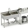 GGW Stainless Steel Utility Sink Freestanding Double Basin-4