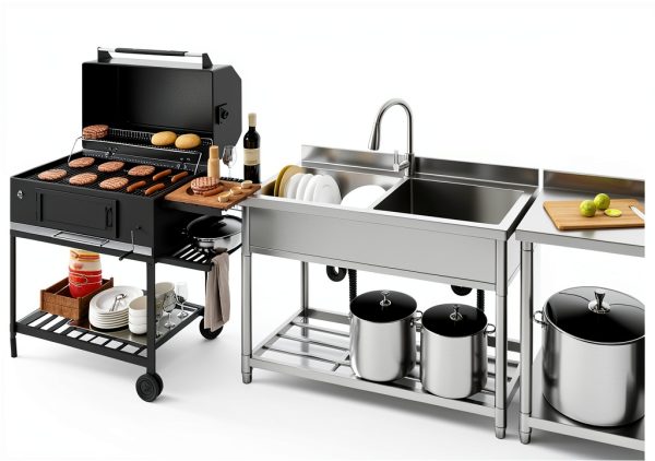 GGW Stainless Steel Utility Sink Freestanding Double Basin-2