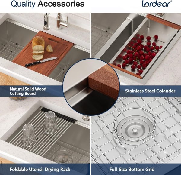 Lordear 36 Inch Undermount Kitchen Sink Stainless Steel-3