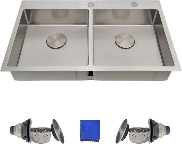Delironexu Stainless Steel Double Bowl Kitchen Sink Modern-0