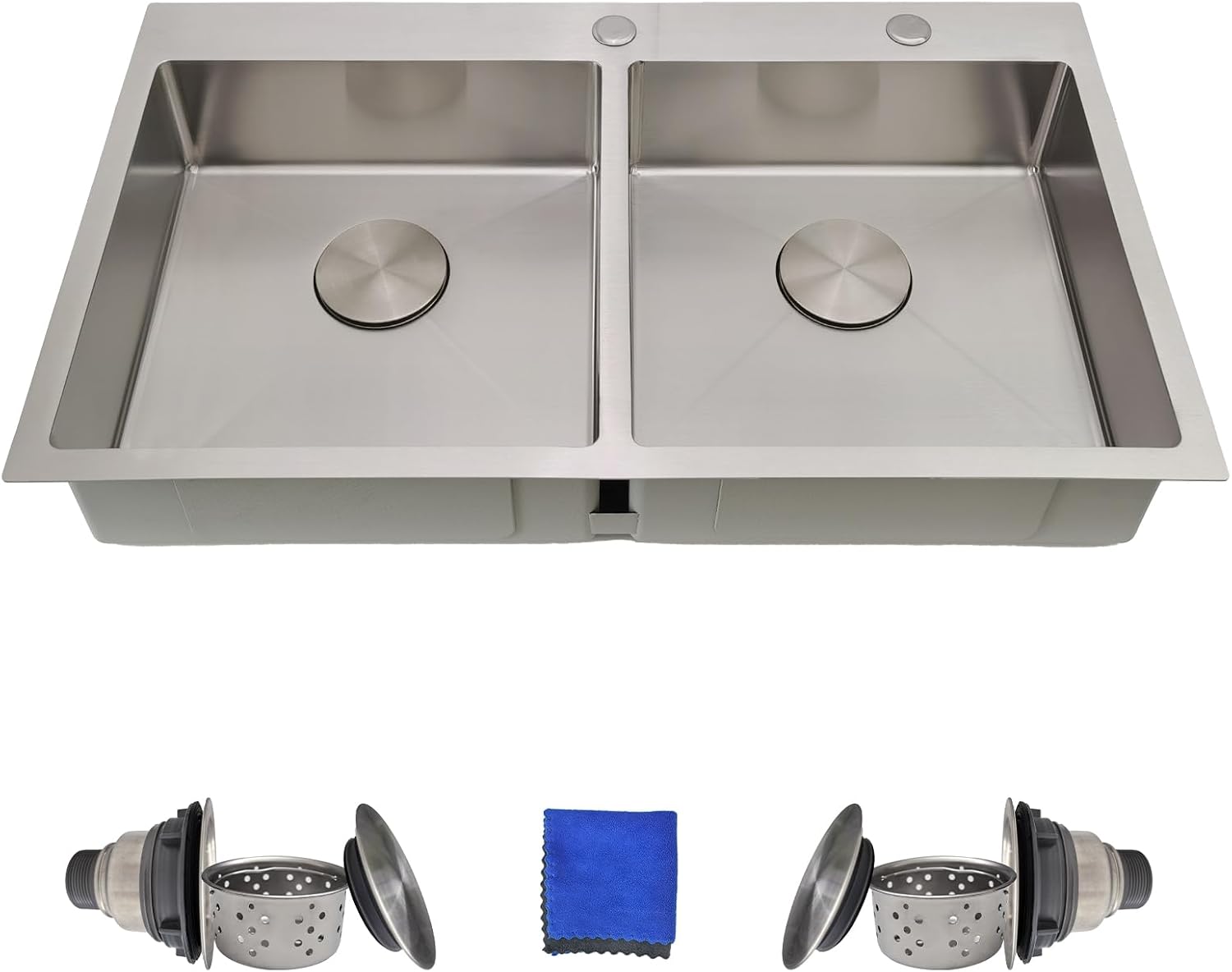 Delironexu double bowl kitchen sink installed in a modern kitchen countertop
