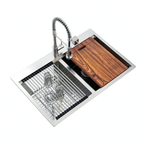 Mocoloo Stainless Steel Double Bowl Kitchen Sink Workstation-1
