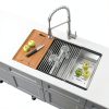 Bokaiya Undermount Kitchen Sink Stainless Steel Double Bowl-3