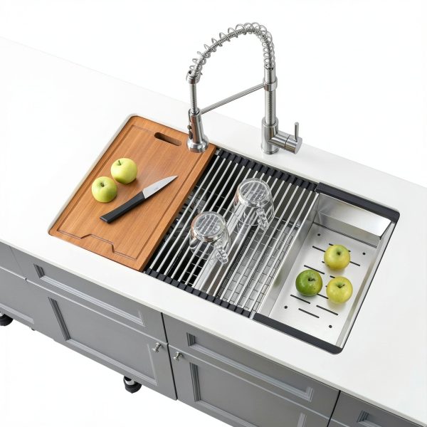 Bokaiya Undermount Kitchen Sink Stainless Steel Double Bowl-3