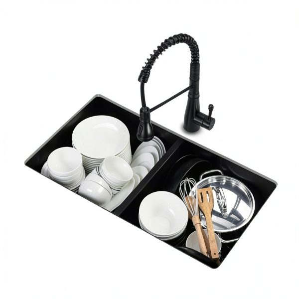 iAnomla Black Quartz Undermount Kitchen Sink Modern Durable-5