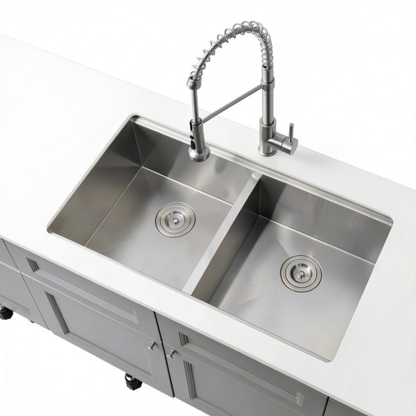 Bokaiya Undermount Kitchen Sink Stainless Steel Double Bowl-1