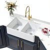 Kichae White Farmhouse Sink Ceramic Double Bowl Kitchen-0