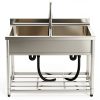 GGW Stainless Steel Utility Sink Freestanding Double Basin-7