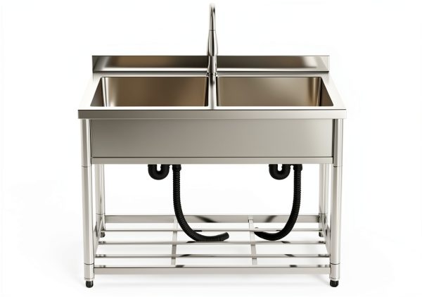GGW Stainless Steel Utility Sink Freestanding Double Basin-7