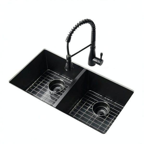 iAnomla Black Quartz Undermount Kitchen Sink Modern Durable-1