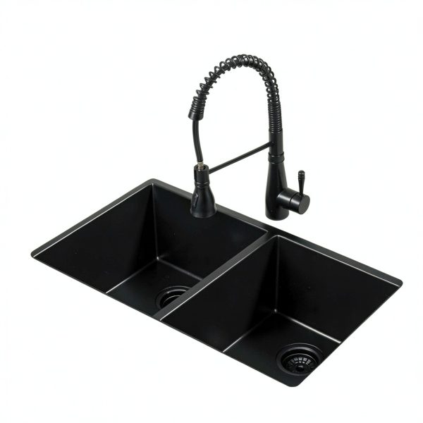iAnomla Black Quartz Undermount Kitchen Sink Modern Durable-3
