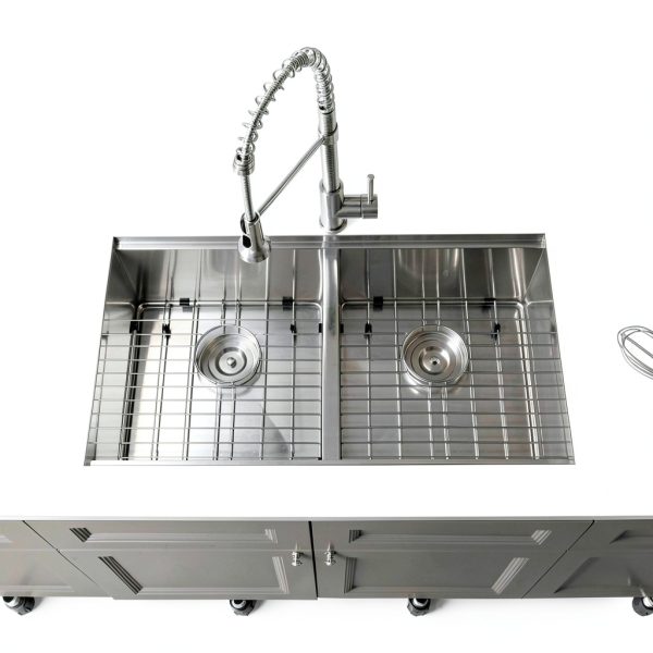 Bokaiya Undermount Kitchen Sink Stainless Steel Double Bowl-2