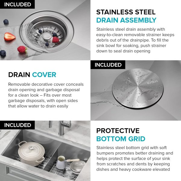 Kraus Stainless Steel Double Bowl Kitchen Sink Workstation-5