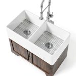 Miuara Fireclay Farmhouse Sink Double Bowl Glossy White-0