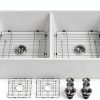 Kichae White Farmhouse Sink Ceramic Double Bowl Kitchen-1