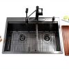 SOMRXO Gunmetal Black Double Bowl Kitchen Sink Stainless-4