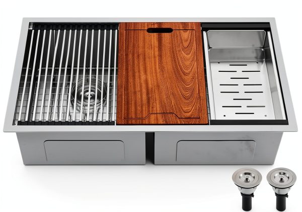 Bokaiya Undermount Kitchen Sink Stainless Steel Double Bowl-0