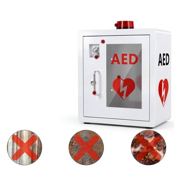 Wensha AED Storage Cabinet Steel Alarm Wall Mounted-3