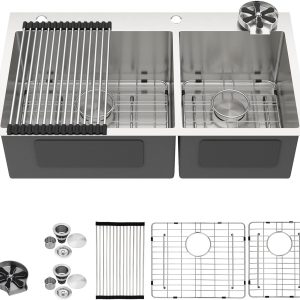 Donsdey 33 Inch Stainless Steel Double Bowl Kitchen Sink-0