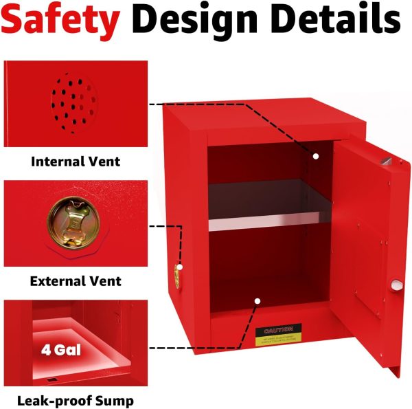Generic Flammable Storage Cabinet Steel Adjustable Shelf-4