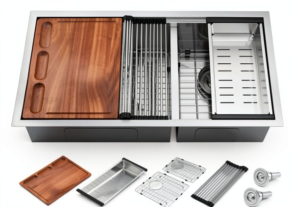 iAnomla Undermount Kitchen Sink Stainless Steel Double Bowl-0