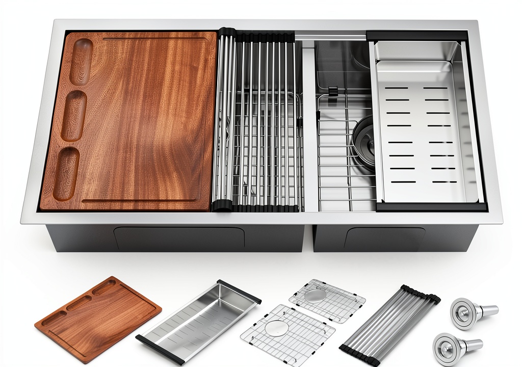 'iAnomla undermount kitchen sink installed in a modern kitchen countertop'