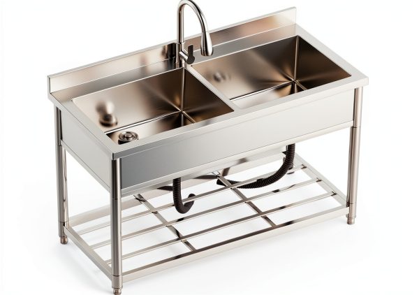 GGW Stainless Steel Utility Sink Freestanding Double Basin-0