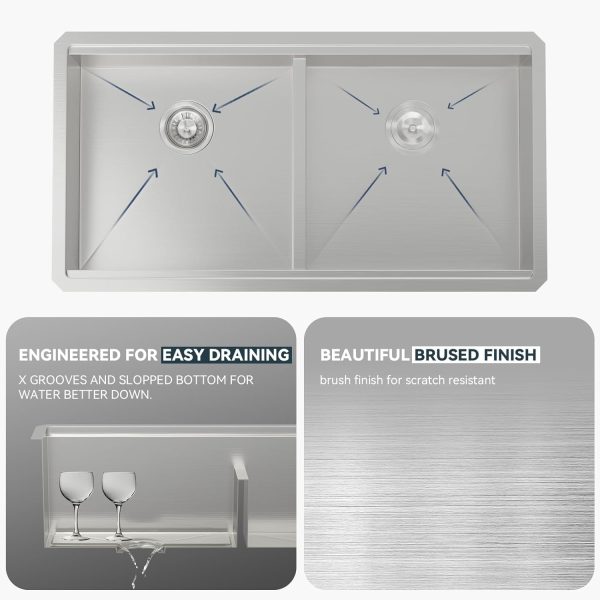 Lordear 36 Inch Undermount Kitchen Sink Stainless Steel-6