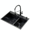 SOMRXO Gunmetal Black Double Bowl Kitchen Sink Stainless-3