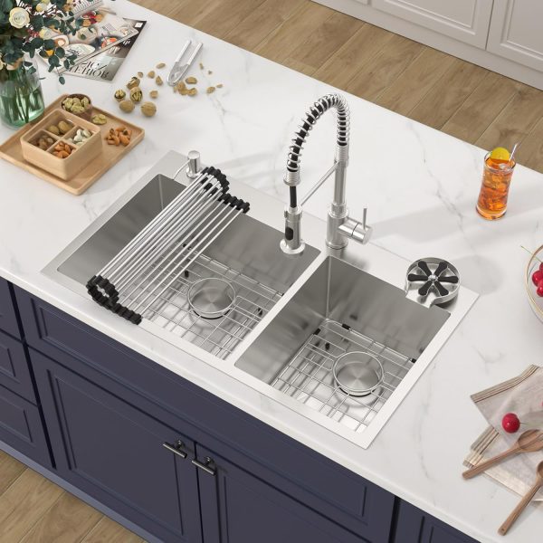 Donsdey 33 Inch Stainless Steel Double Bowl Kitchen Sink-3