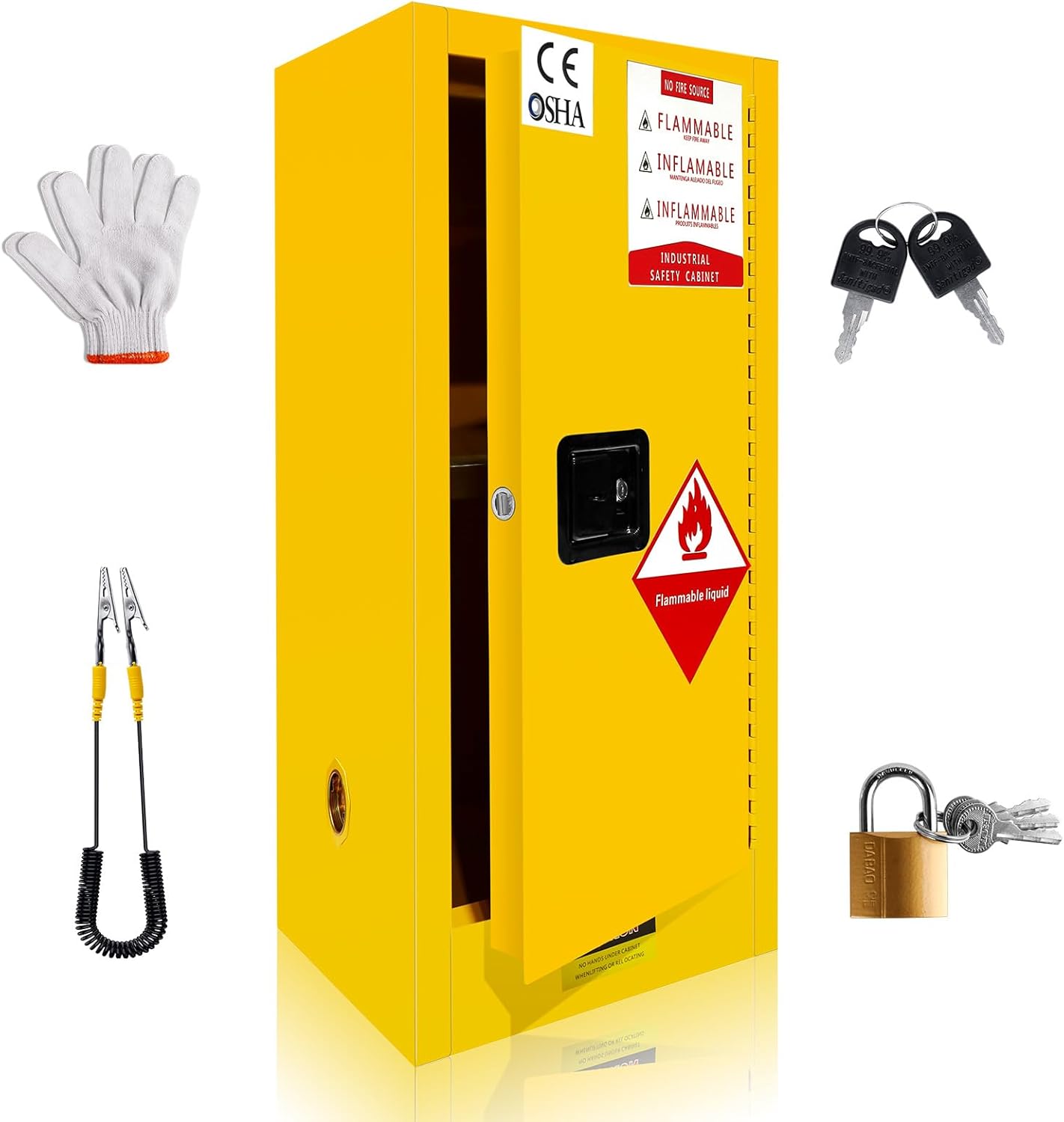 'Generic Flammable Storage Cabinet in a workshop setting'