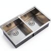Comllen Brushed Nickel Double Bowl Undermount Kitchen Sink-2