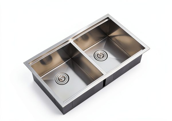 Comllen Brushed Nickel Double Bowl Undermount Kitchen Sink-2