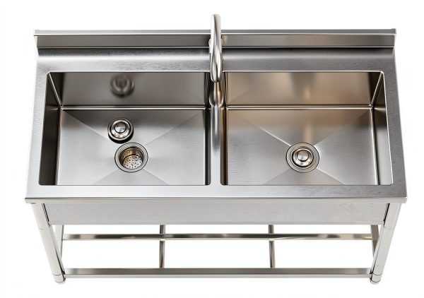 GGW Stainless Steel Utility Sink Freestanding Double Basin-6