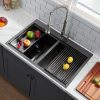IKEBANA Double Bowl Kitchen Sink Matte Black Stainless Steel-3