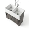 Miuara Fireclay Farmhouse Sink Double Bowl Glossy White-6
