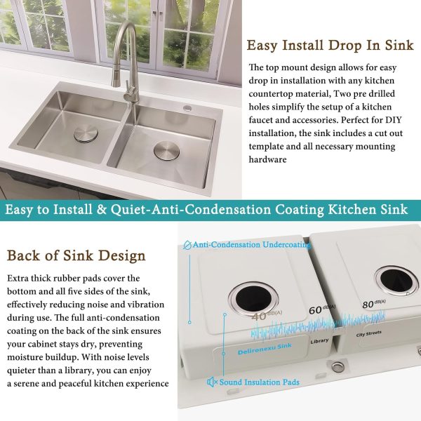 Delironexu Stainless Steel Double Bowl Kitchen Sink Modern-2