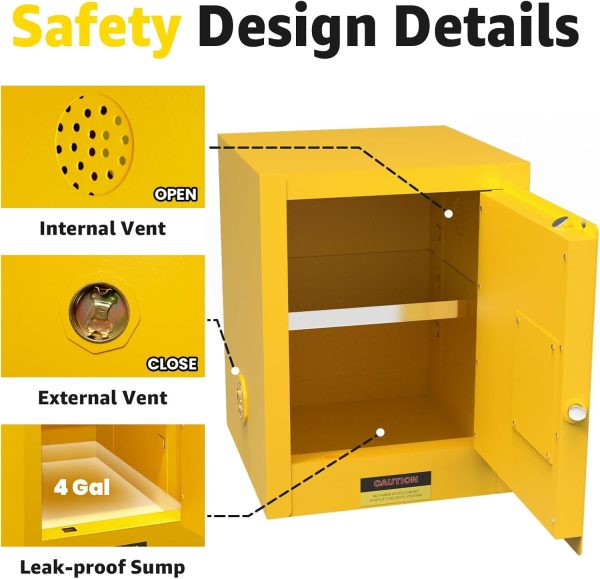 Generic Flammable Storage Cabinet Steel Fireproof Adjustable-5