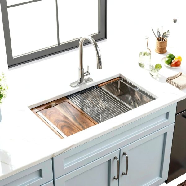 Fulorni 33 Inch Undermount Kitchen Sink Stainless Steel-1