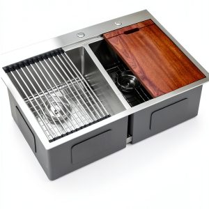 Mocoloo Stainless Steel Double Bowl Kitchen Sink Workstation-0