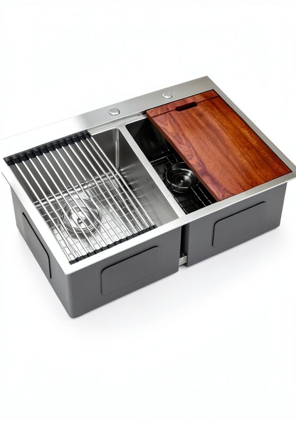 Mocoloo Stainless Steel Double Bowl Kitchen Sink Workstation-0
