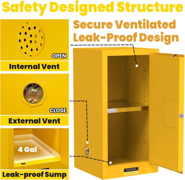 Generic Flammable Storage Cabinet Steel Adjustable Shelf-4