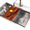 Comllen Brushed Nickel Double Bowl Undermount Kitchen Sink-4