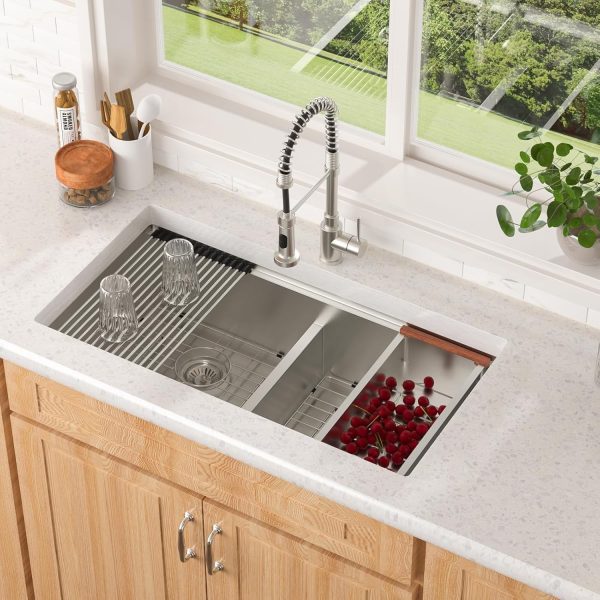 Lordear 36 Inch Undermount Kitchen Sink Stainless Steel-8