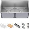 Kraus Stainless Steel Double Bowl Kitchen Sink Workstation-0